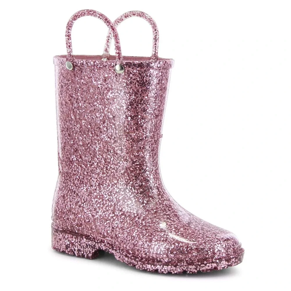 Western Chief Toddler Abby Glitter Rain Boots Pink Size 11 Waterproof Sparkle